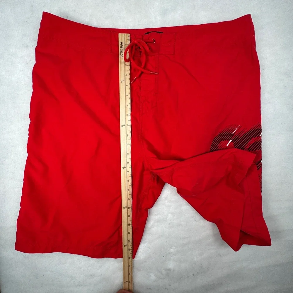 Oakley Board Shorts Mens Size 40 Red Spell Out Graphic Surf Swim Trunks